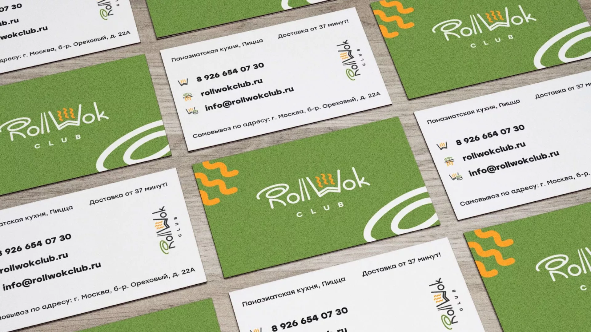Разработка дизайна визиток суши-бара «Roll Wok Club» в Невельске